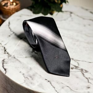 Vintage 90's Oscar de la Renta Men's Neck Tie Black White Gray Silver